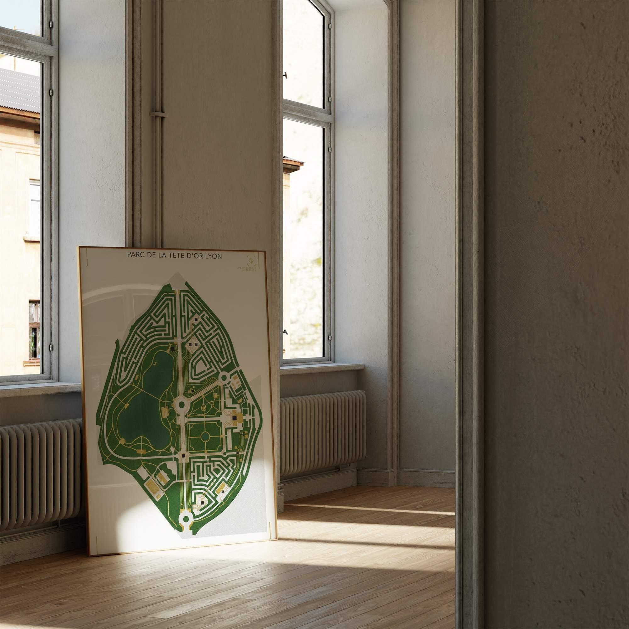 Parc de la Tête d'Or Lyon Art Print - Botanical Labyrinth & Organic City Map Poster - Urban Greenery Wall Decor & Lyon City Souvenir view 5