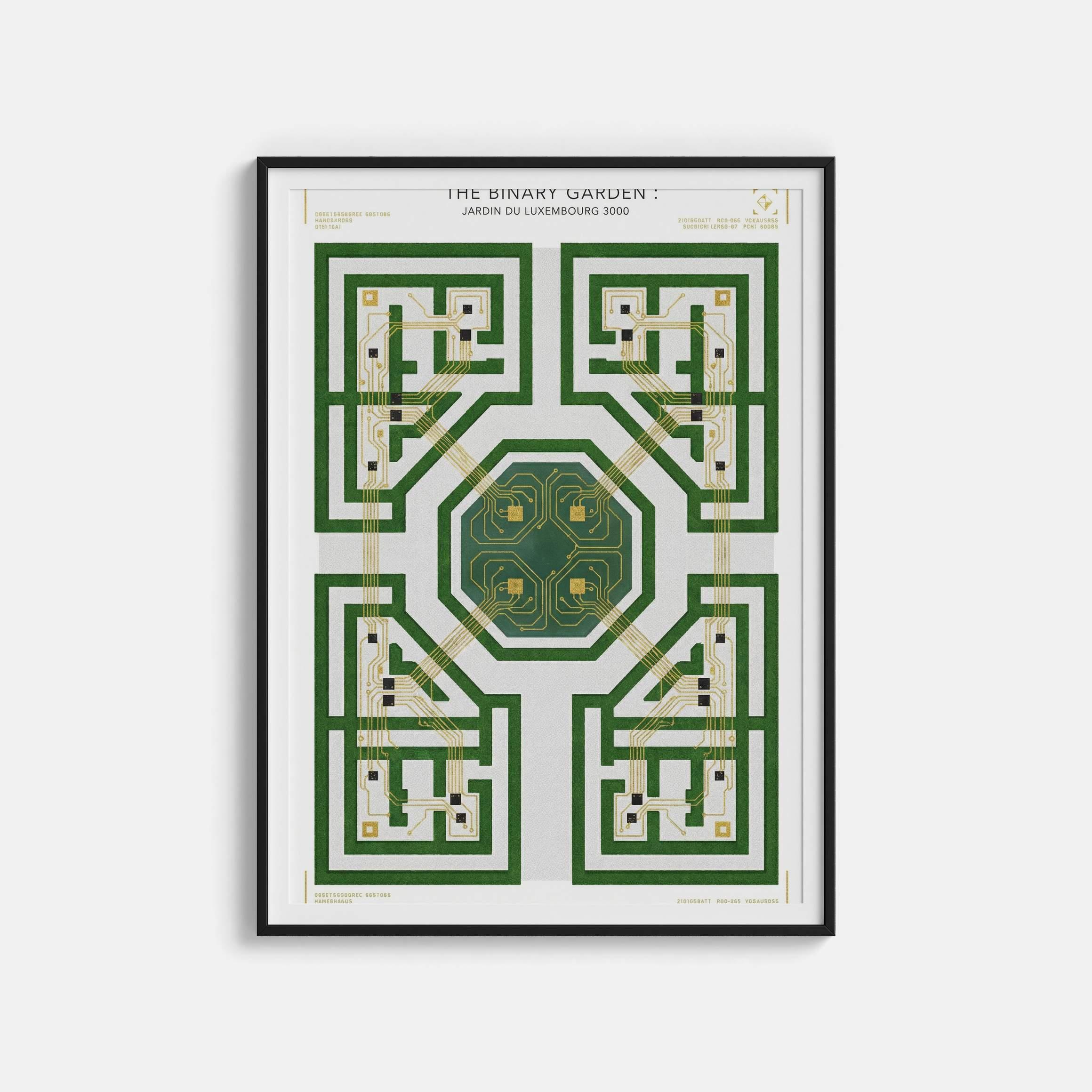 Jardin du Luxembourg Paris Poster - Symmetrical Geometric Garden Architecture Art - Classical French Park Wall Decor & Paris Landscape view 1