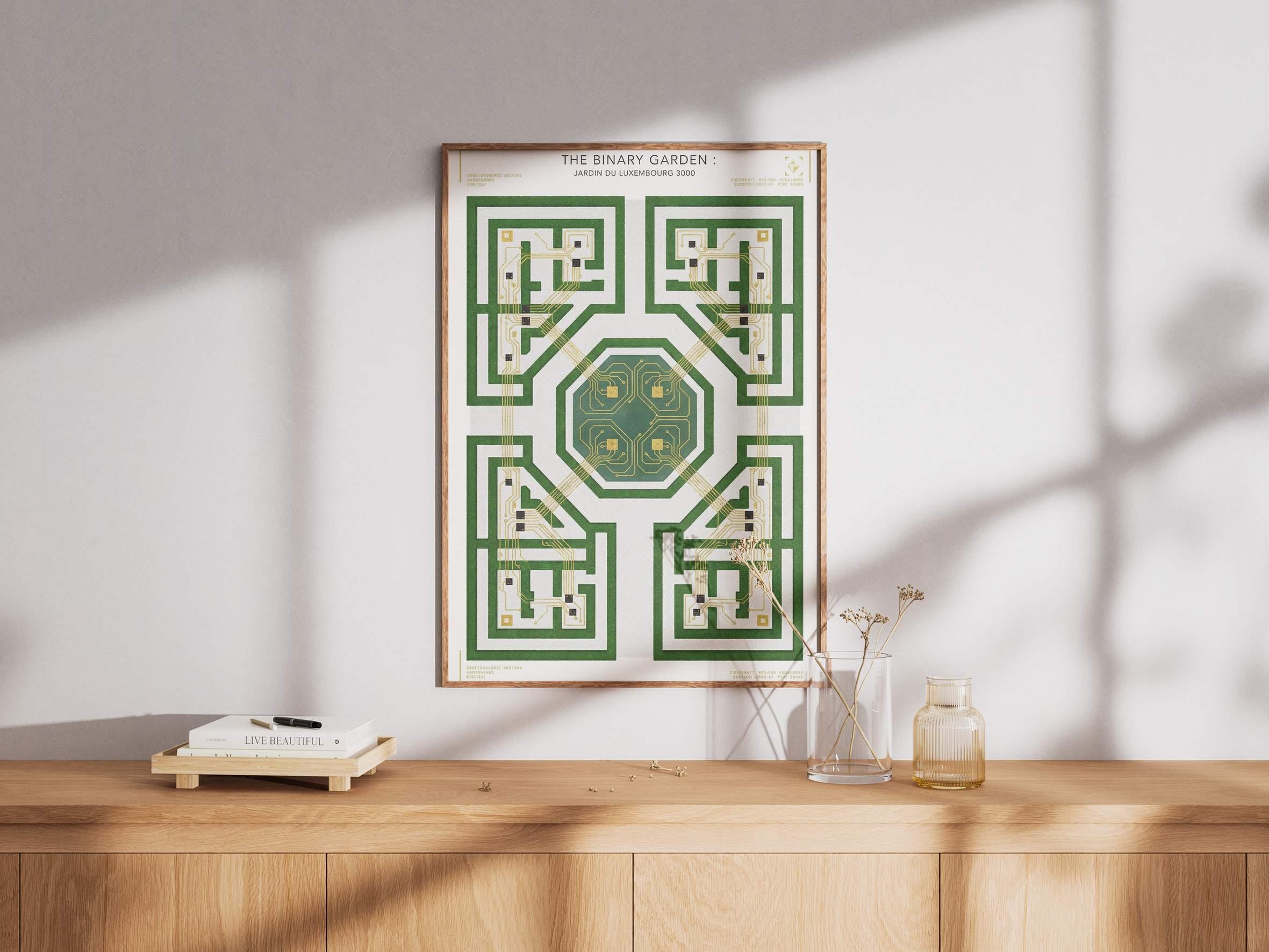 Jardin du Luxembourg Paris Poster - Symmetrical Geometric Garden Architecture Art - Classical French Park Wall Decor & Paris Landscape view 2