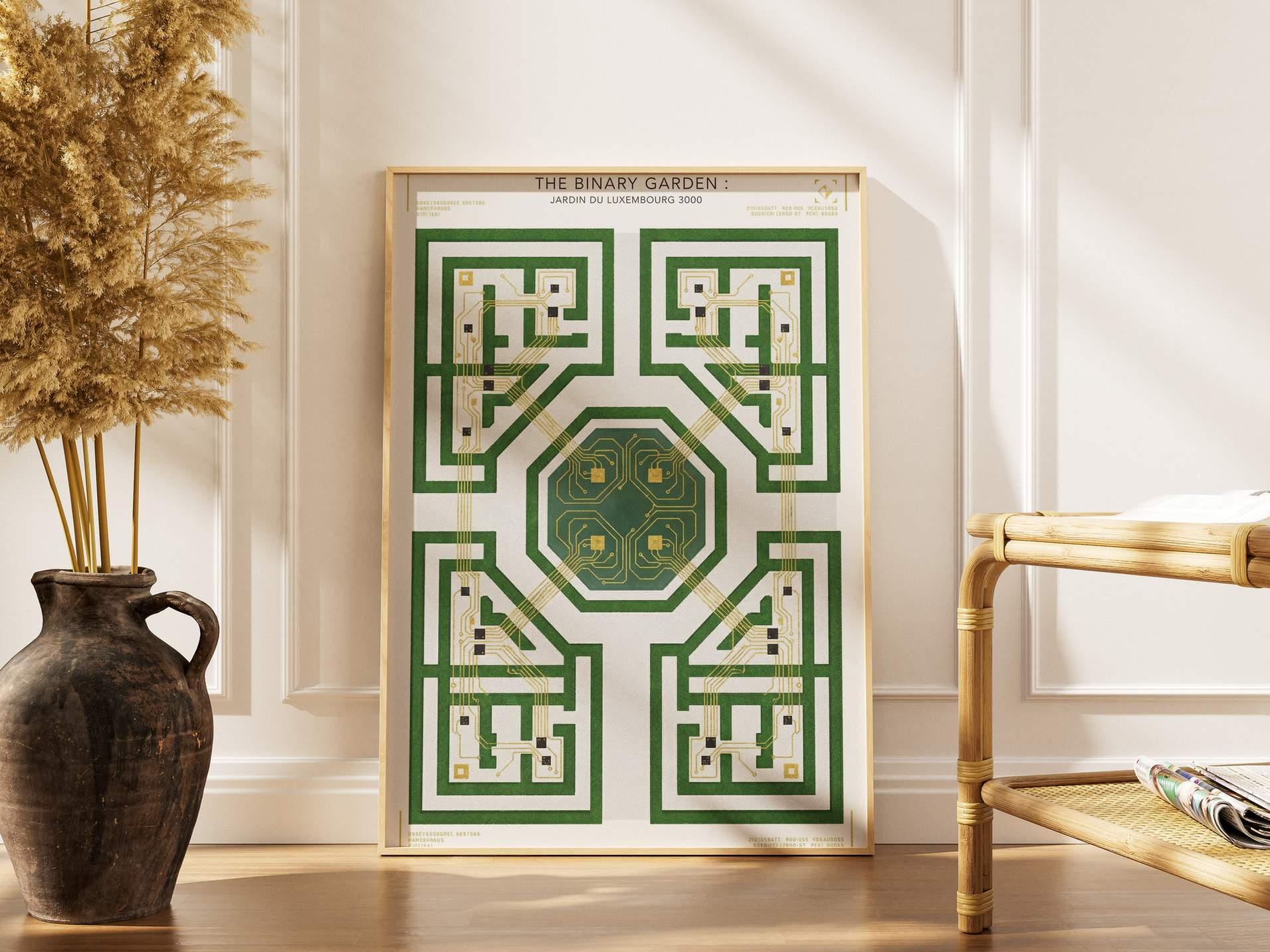 Jardin du Luxembourg Paris Poster - Symmetrical Geometric Garden Architecture Art - Classical French Park Wall Decor & Paris Landscape view 7