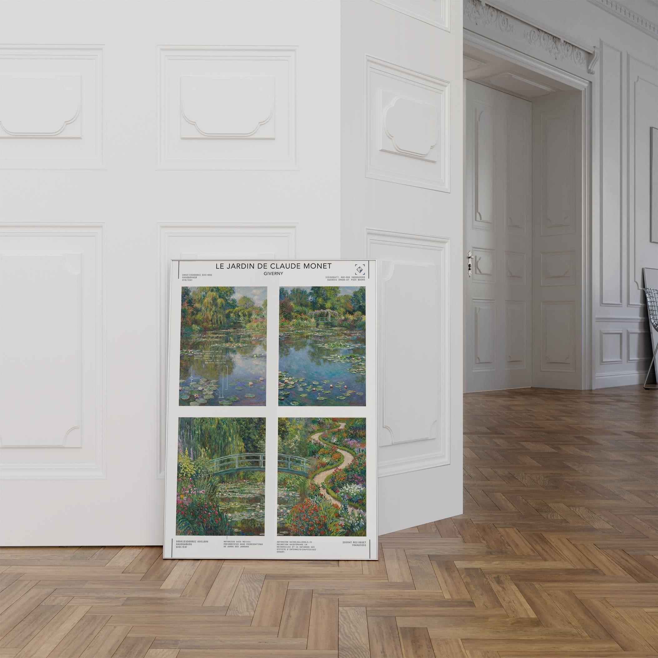 Claude Monet's Garden Giverny Print - Impressionist Water Lily Pond & Glitch Effect Poster - Modern Monet Wall Decor & Artistic Nature view 2