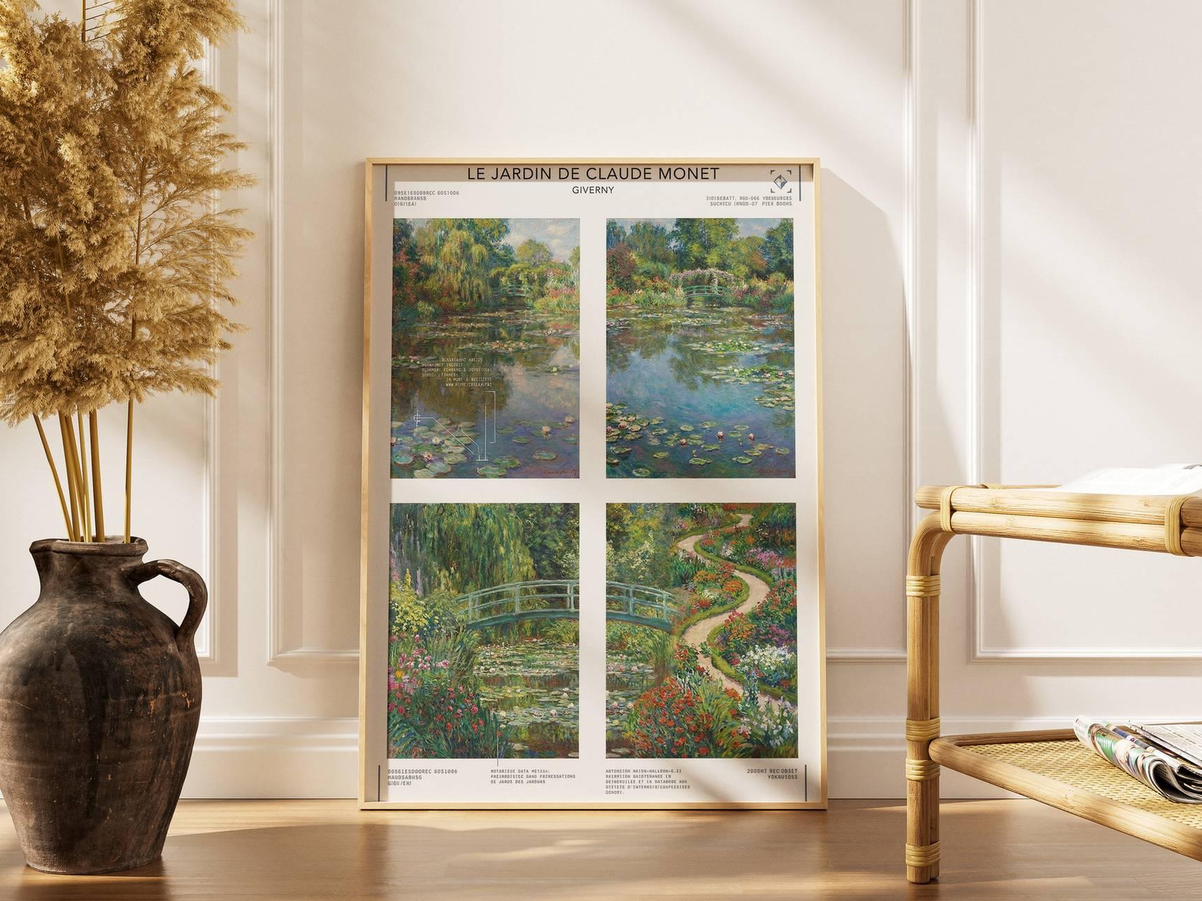 Claude Monet's Garden Giverny Print - Impressionist Water Lily Pond & Glitch Effect Poster - Modern Monet Wall Decor & Artistic Nature view 7
