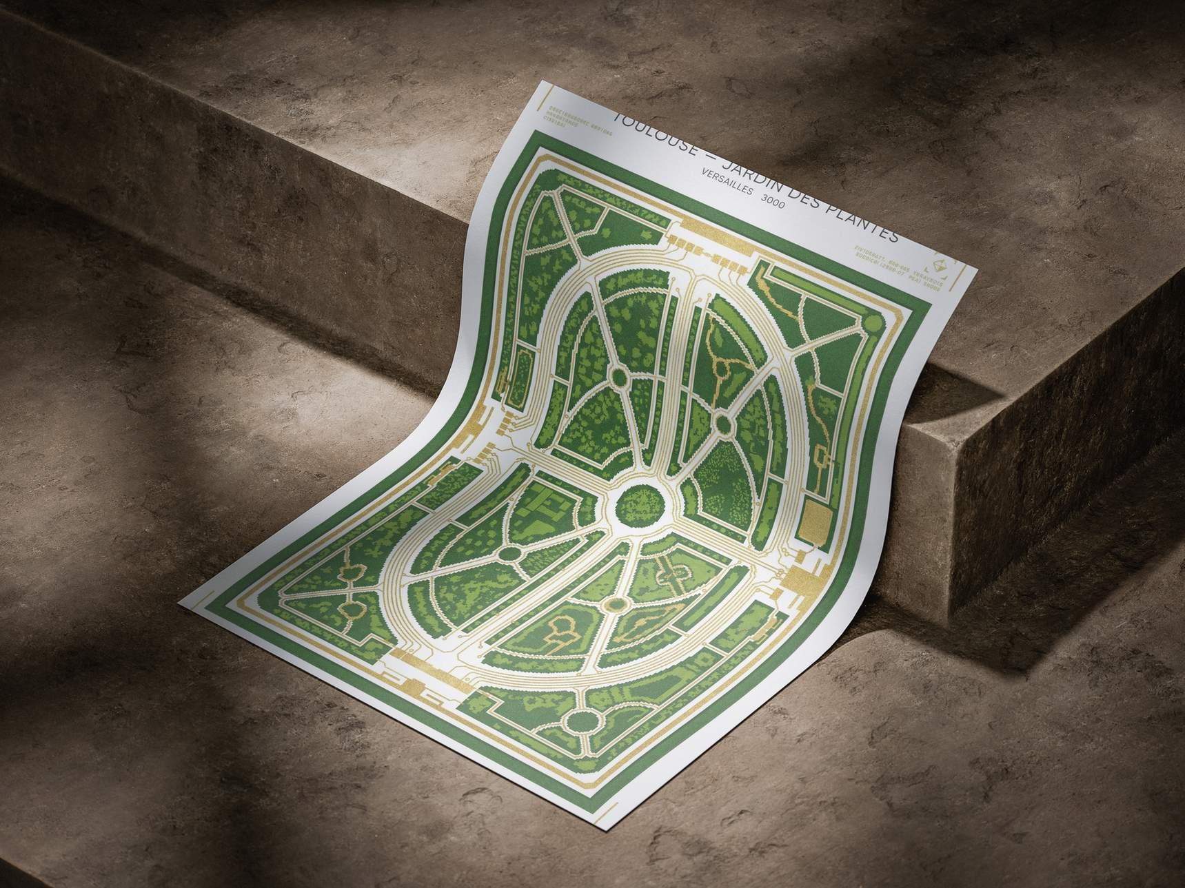 Jardin des Plantes Toulouse Art Poster - Botanical Curves & Educational Garden Map Print - Occitanie Landscape Wall Decor & Vintage Park Art view 6
