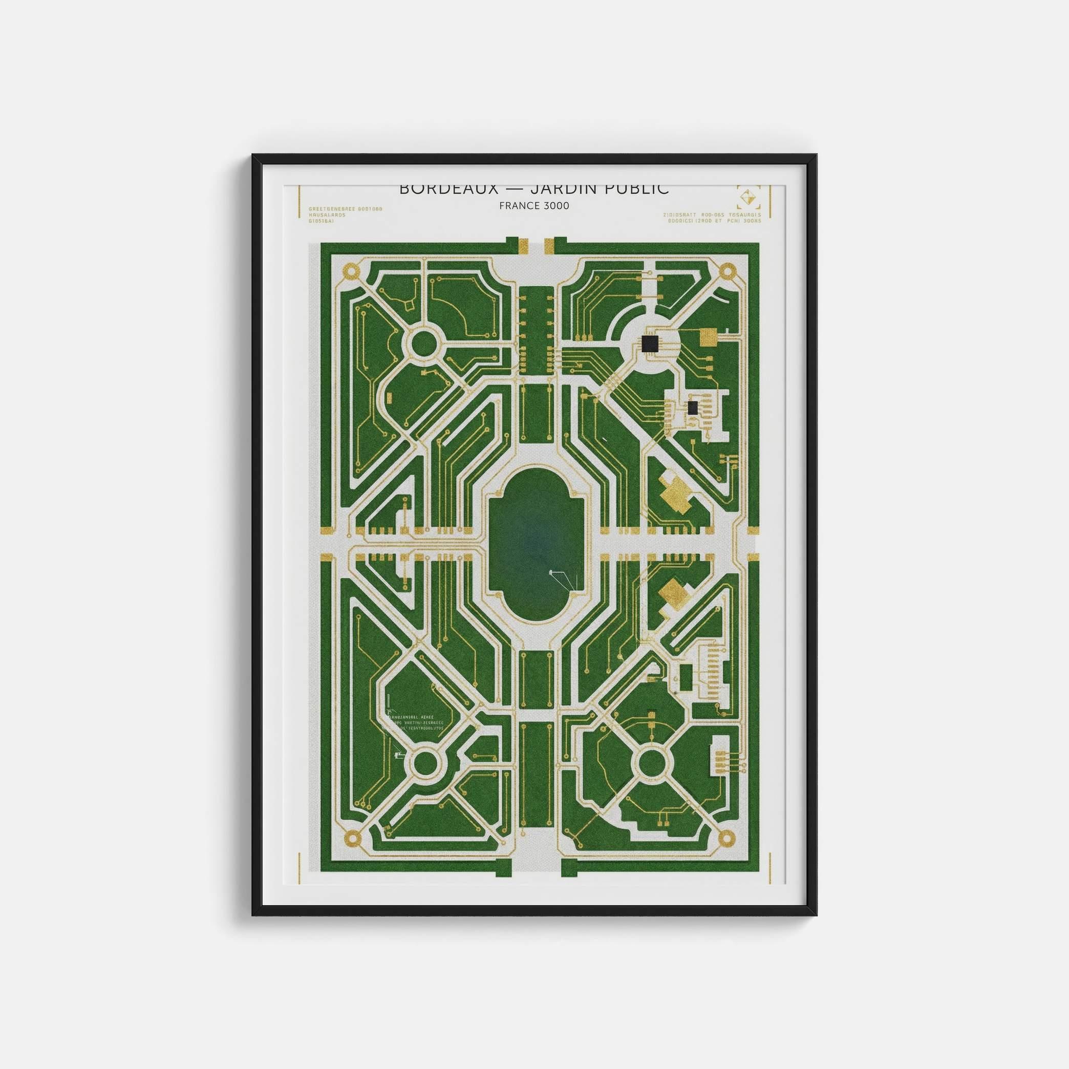 Jardin Public Bordeaux Art Print - Majestic Theatrical Landscape & Water Mirror Poster - Bordeaux City Wall Decor & Romantic Garden Print view 1