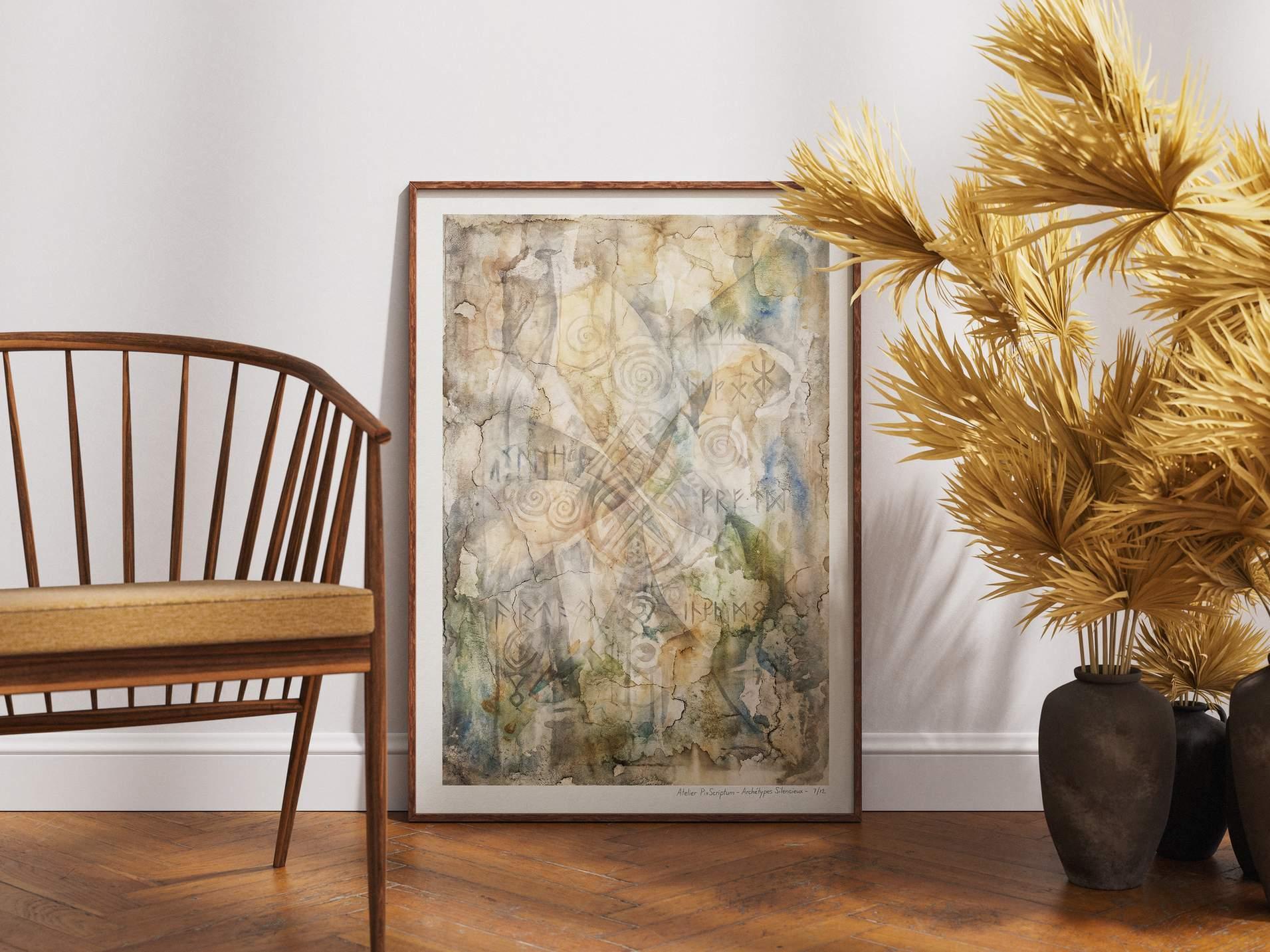 Silent Archetypes #7: Ancient Breath - Abstract Symbolism Wall Art Print view 2