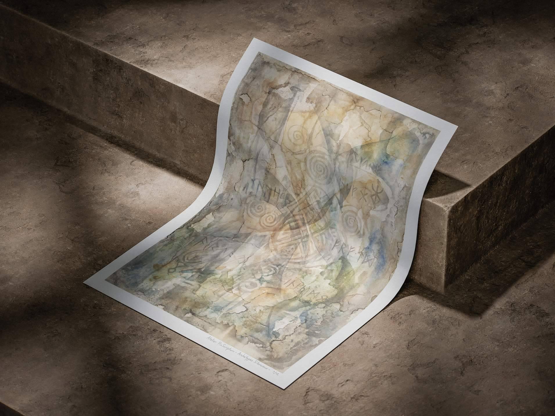 Silent Archetypes #7: Ancient Breath - Abstract Symbolism Wall Art Print view 5